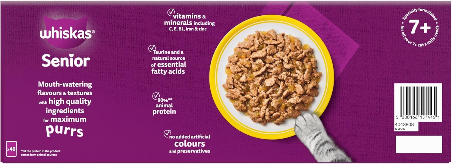 Detalle de Whiskas Senior 7+ Wet Cat Food in Jelly – Poultry Feasts (40 x 85g)
