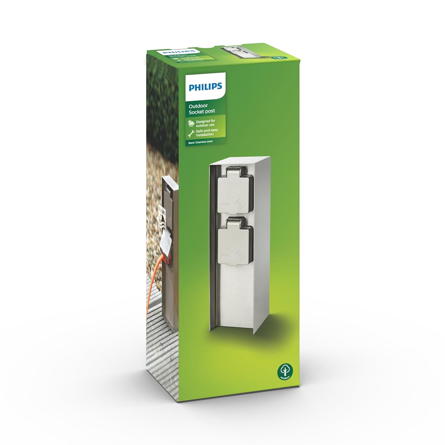 Philips myGarden Rock : multiprise de jardin extérieure IP44 avec bloc d’alimentation