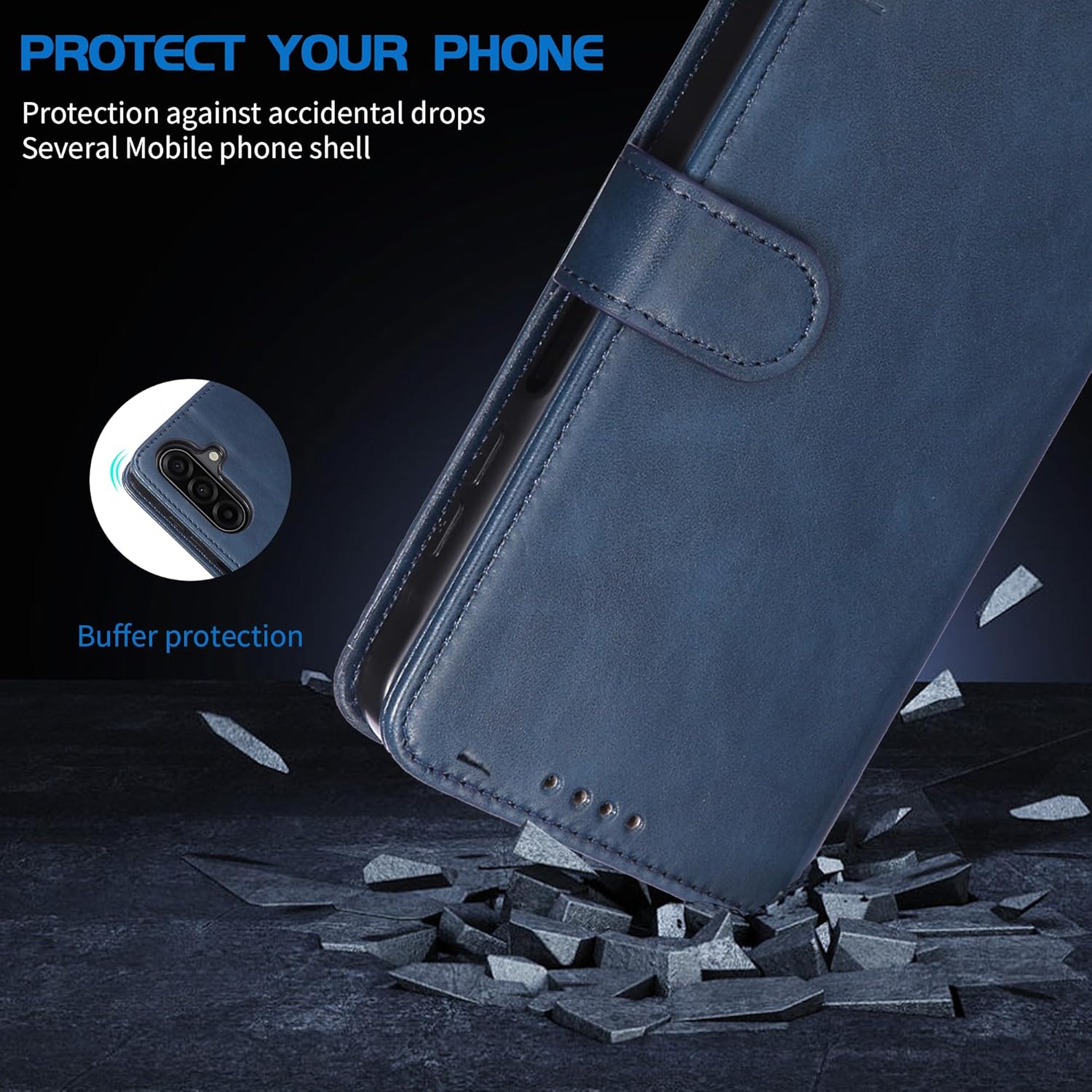 Thumbnail 1 de ARRYNN Handyhülle für Samsung Galaxy A17 5G/4G (6,7 Zoll) mit Schutzfolie – Flip Wallet in Blau