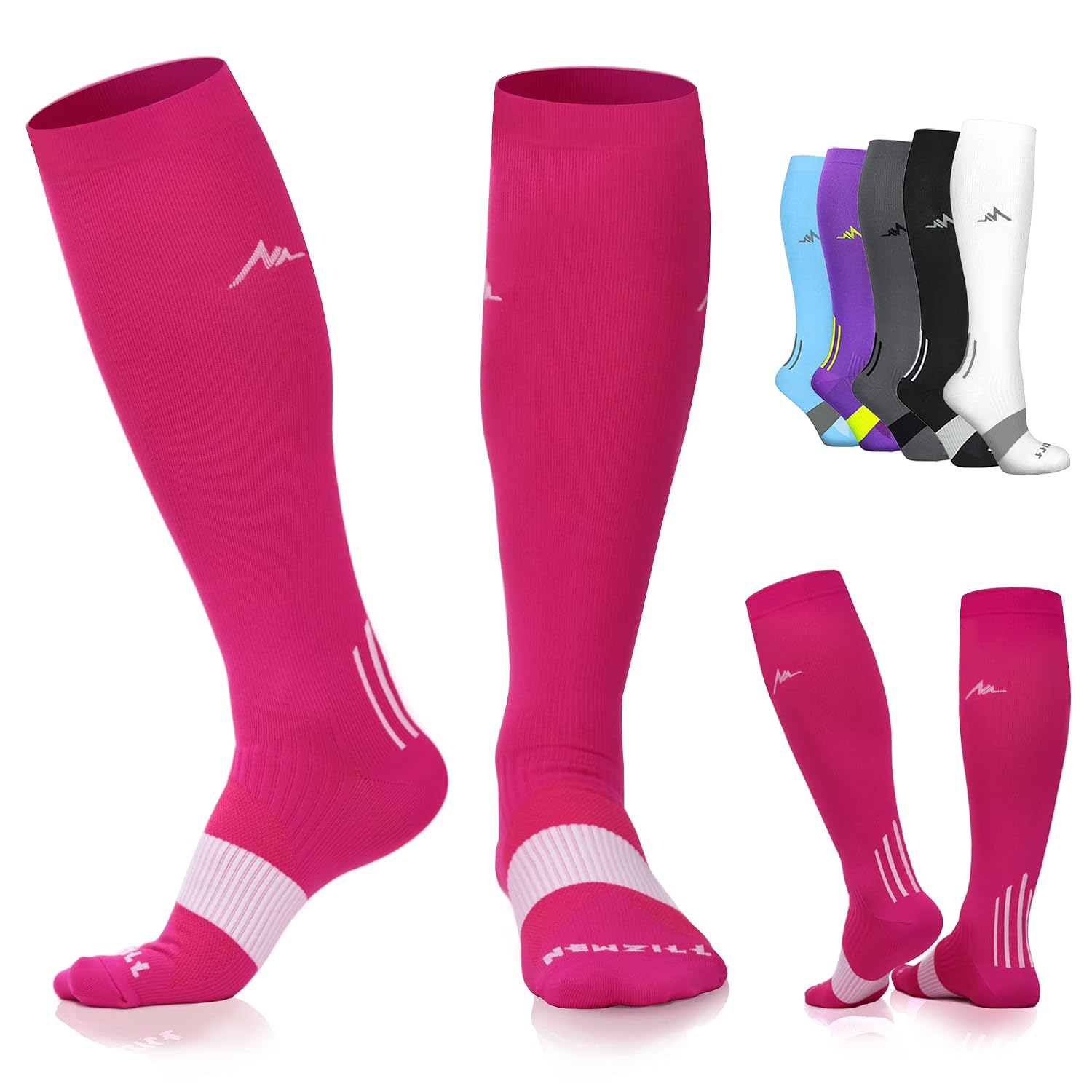 Detalle de NEWZILL 20-30 mmHg Knee-High Compression Socks, 3 Pairs