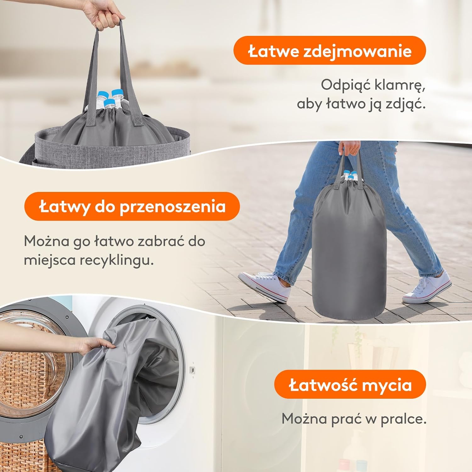 Detalle de Lifewit LH24232.02FG.V1.M01 – okrągły kosz 100 l z pokrywą i workiem