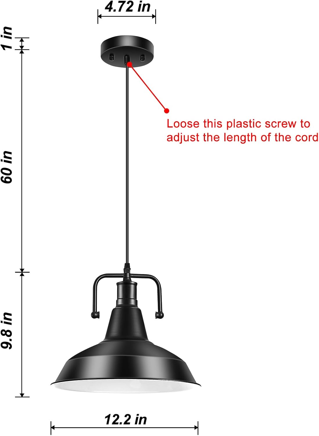 Thumbnail 1 de 3PCS Farmhouse Pendant Light for Kitchen Island – Black Industrial Pendant Fixtures with Metal Shade (Bulb Not Included)