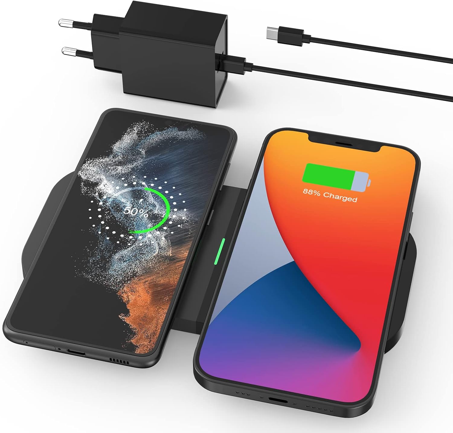 Detalle de JoyGeek 2 IN 1 Wireless Charger 15W