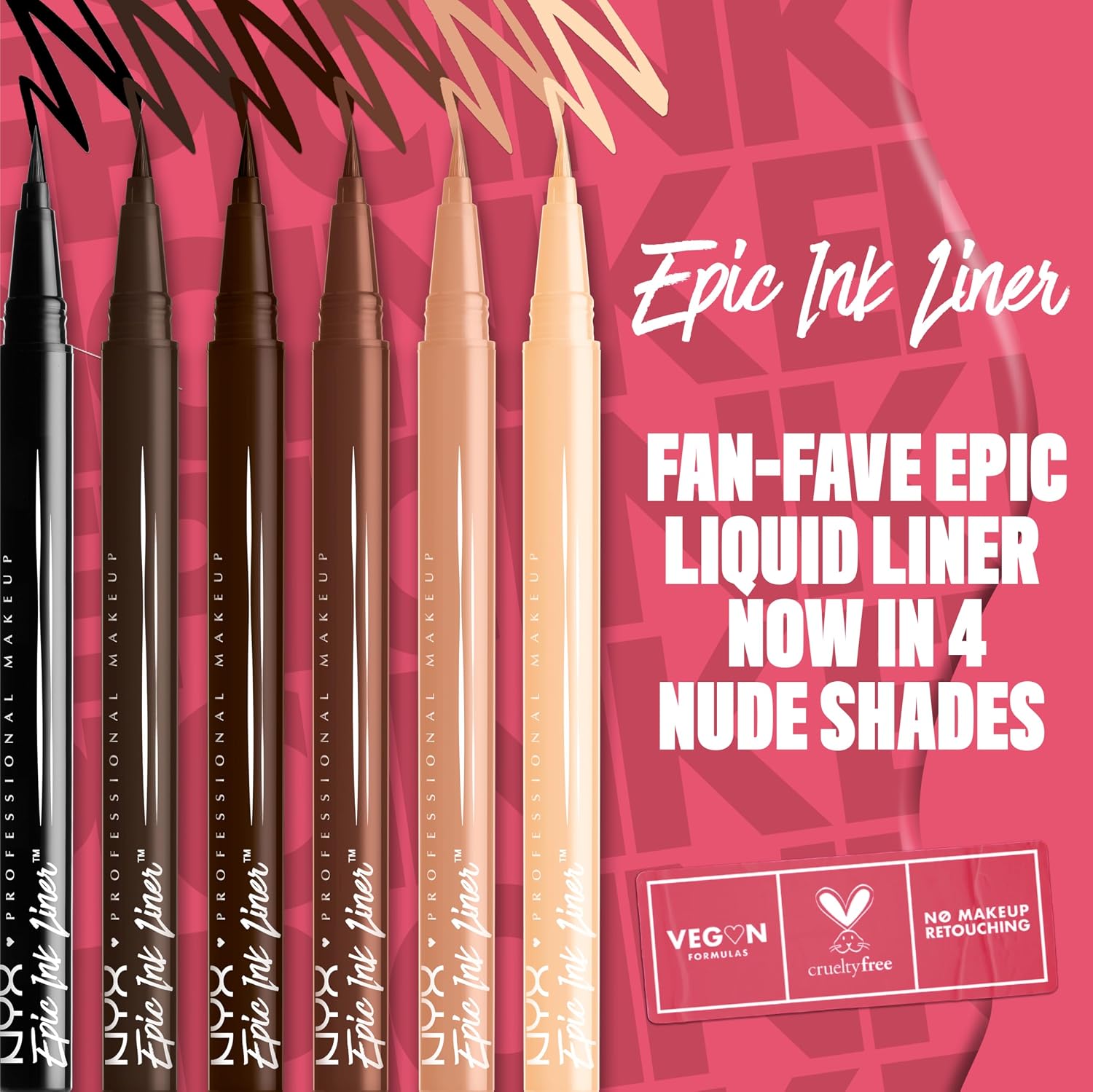 Detalle de NYX Professional Makeup Epic Ink Eyeliner 03 Dark Chocolate – wasserfest, hochpigmentiert & vegane Filzstift-Spitze