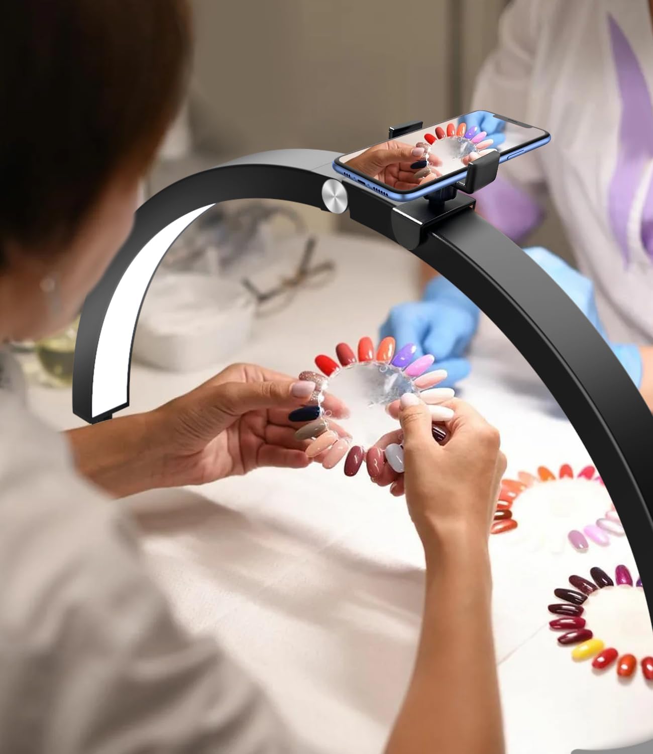 Thumbnail 2 de yAyusi Mezza Luna Lampada per Unghie da Tavolo con Supporto, 74 cm e Controller con Telecomando