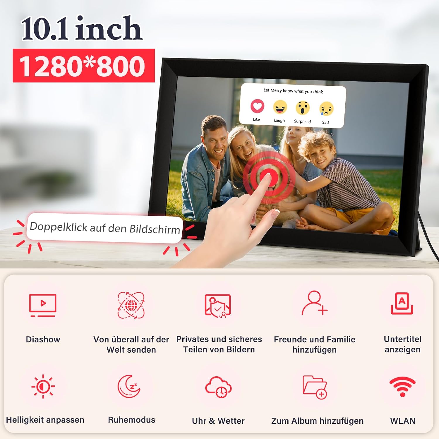 Detalle 2 de Frameo Digitaler Bilderrahmen WLAN 10,1 Zoll (1280×800, IPS Touch) mit 32 GB