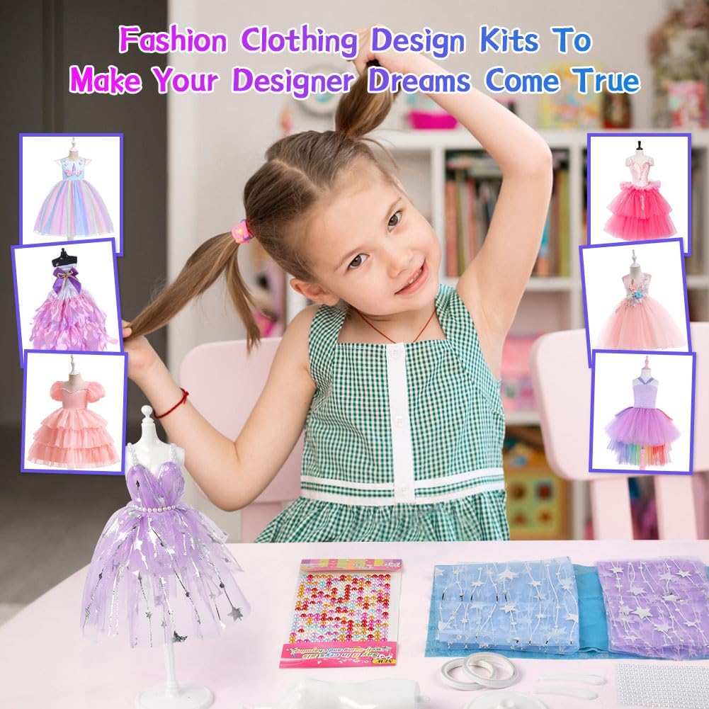 Thumbnail 4 de Aomig Fashion Designer Kit for Girls with 2 Mannequins – Creative Dress Making Set for 6–12+