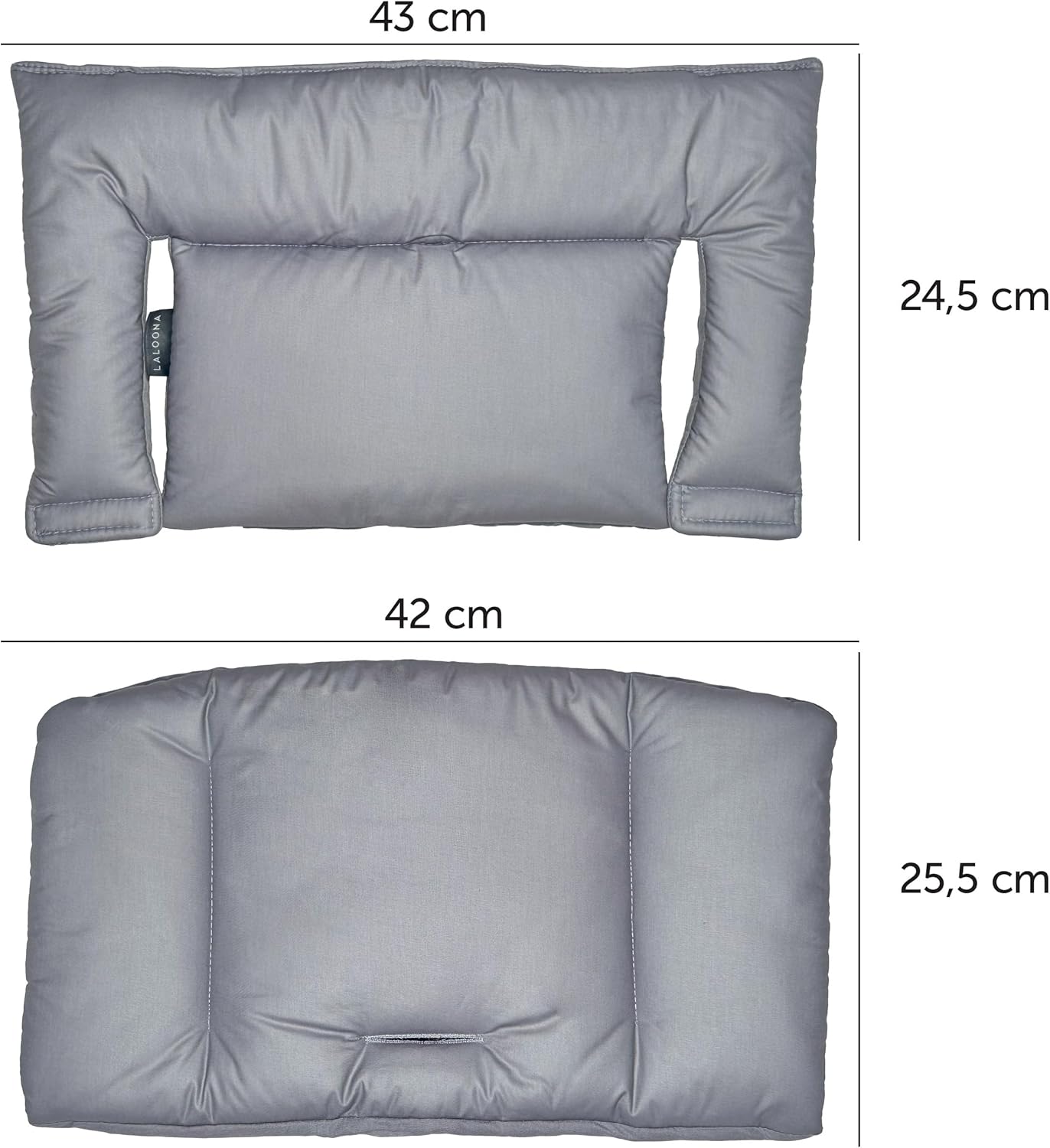 Thumbnail 6 de LaLoona Cuscino Seduta per Seggiolone Stokke Tripp Trapp (2 pezzi) in cotone OEKO-TEX, grigio rivestito