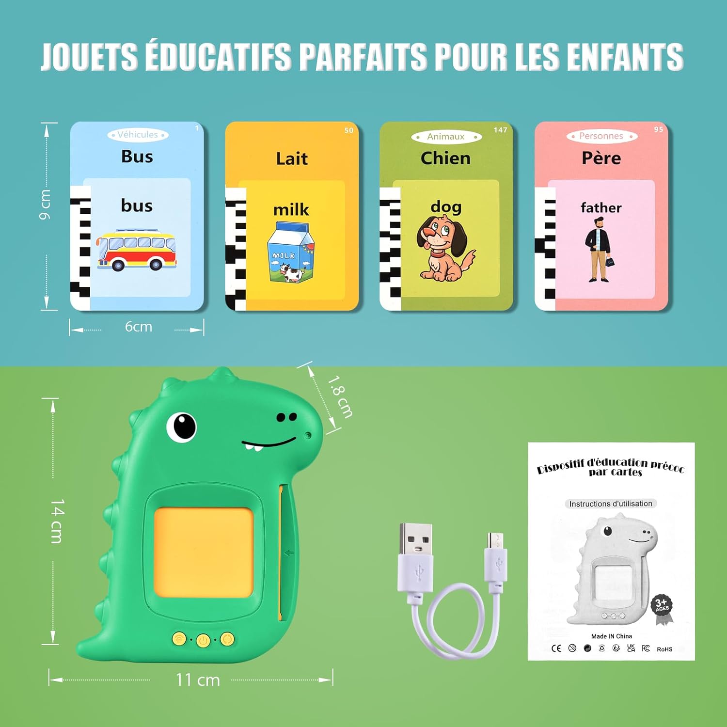 Thumbnail 6 de Cartes Flash Parlantes: Cartes éducatives pour Enfants – 112 feuilles, 224 mots, Montessori