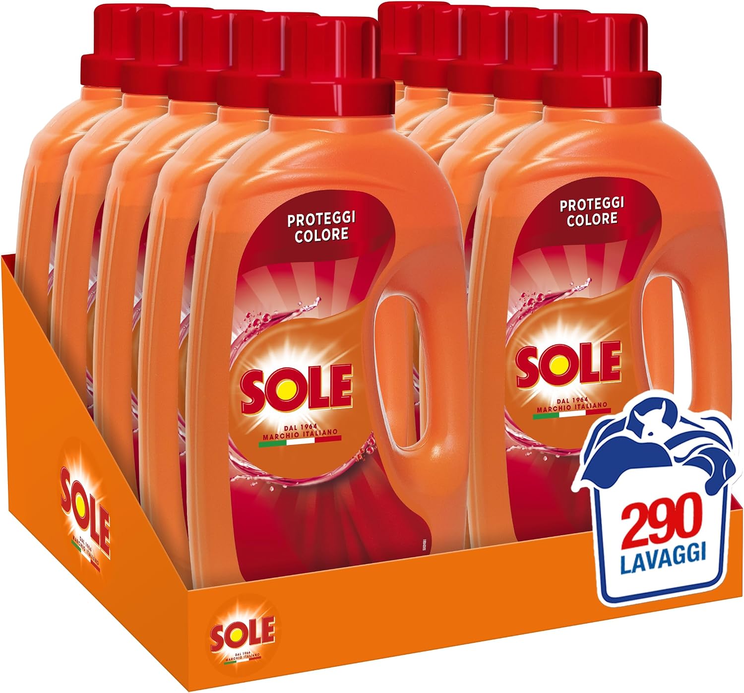 Detalle de Sole Detersivo Lavatrice Liquido Proteggi Colore 290 Lavaggi – confezione multipack con olio di argan