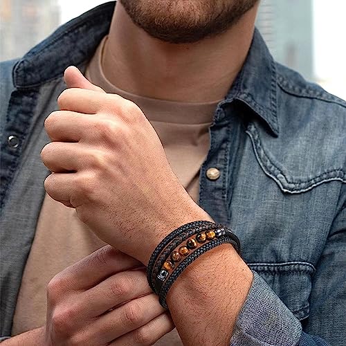 Detalle de Bracelet Pierre Homme en cuir noir - Gkmamrg, 22,5 cm