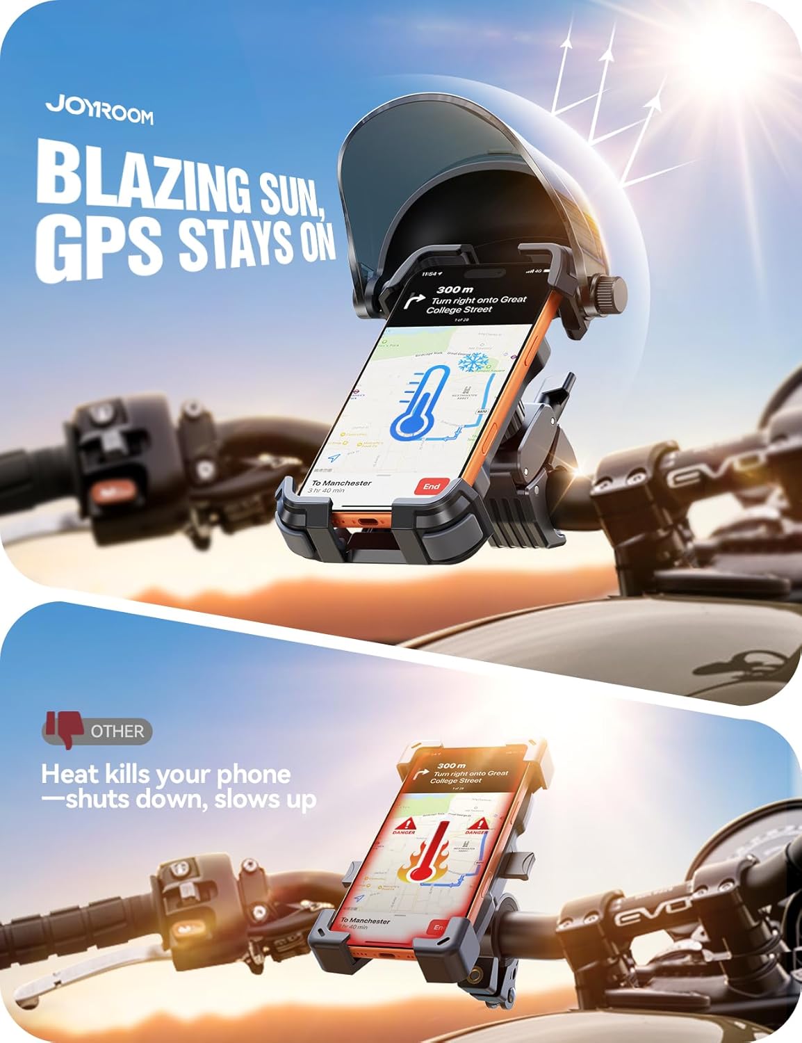 Thumbnail 2 de JOYROOM Bike Phone Holder Mount with Sunshade and Full Silicone Protection (4.7–7 in phones)