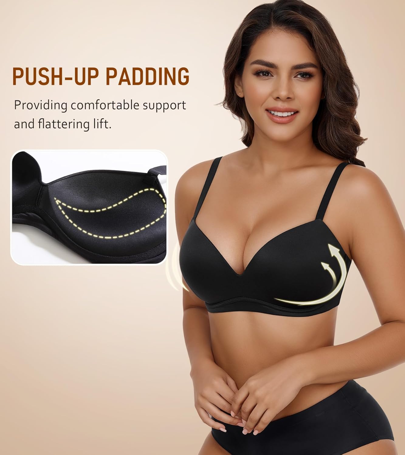Thumbnail 3 de DotVol Damen Push Up BH ohne Bügel – bequemer gepolsterter Push-Up BH für Alltag