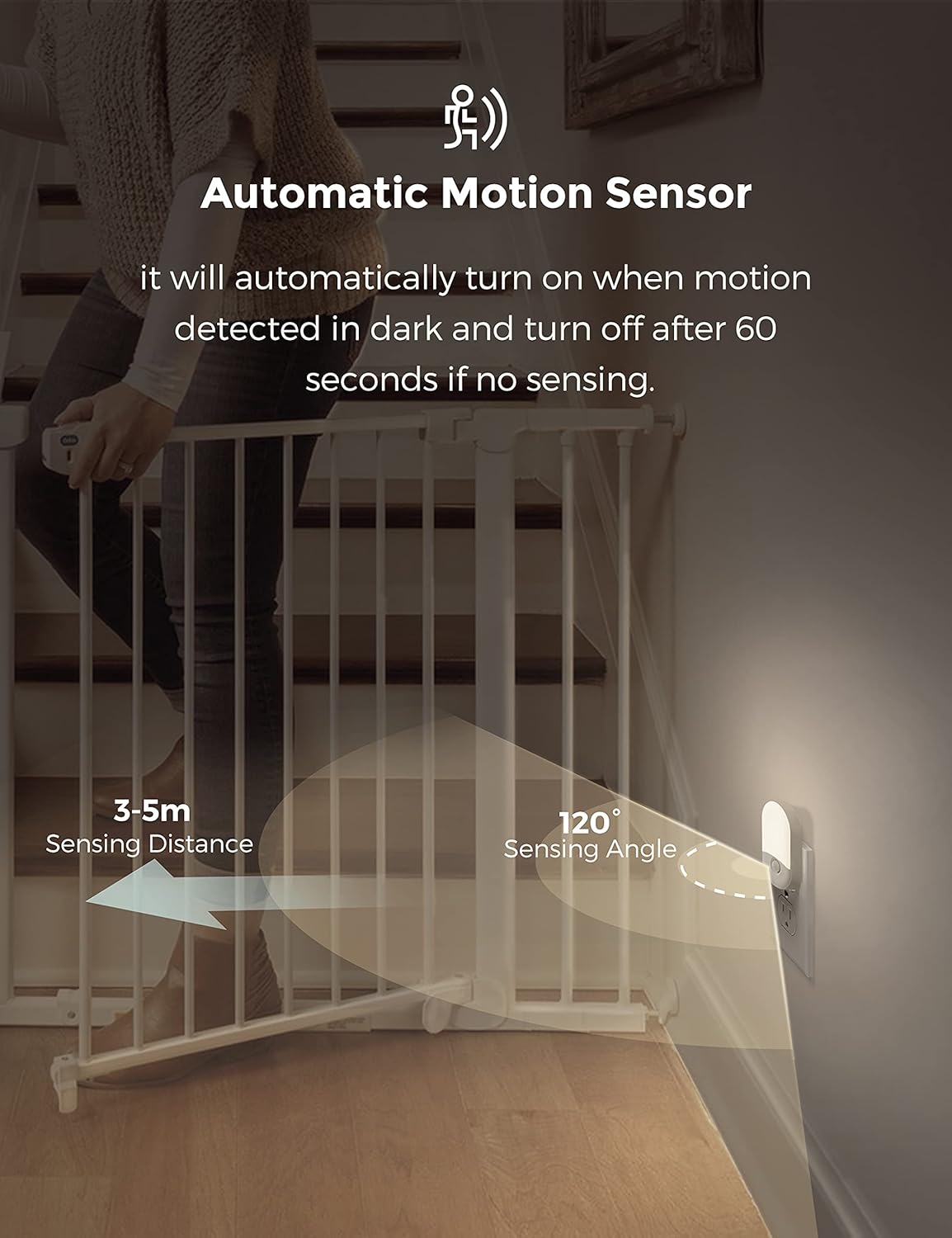 Detalle de L LOHAS LED LH-GY197-3000K-2 Motion Sensor Night Lights, 2-Pack, 5000K