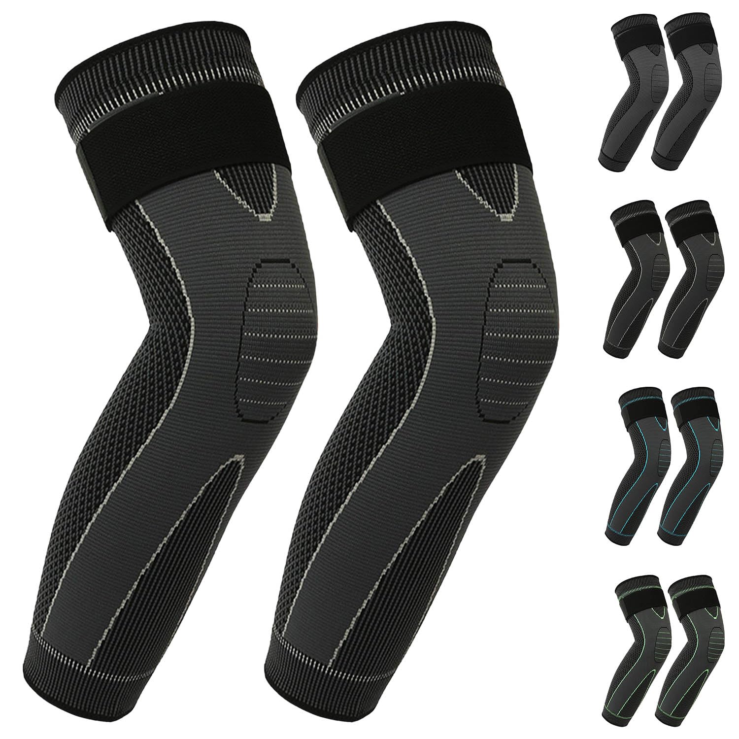 Detalle de Kecartu Knee Braces, Long Full-Leg Compression Sleeves, Grey, Medium, 2-Pack