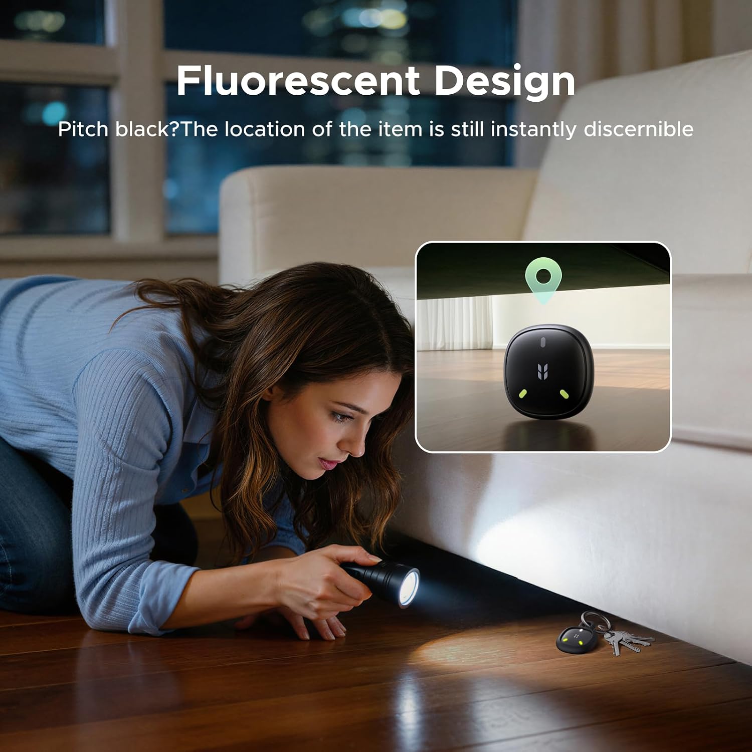 Detalle 2 de UGREEN FineTrack Mini 2 Smart Finder 110dB Fluorescenza – Localizzatore IP68 per oggetti (4 pezzi)