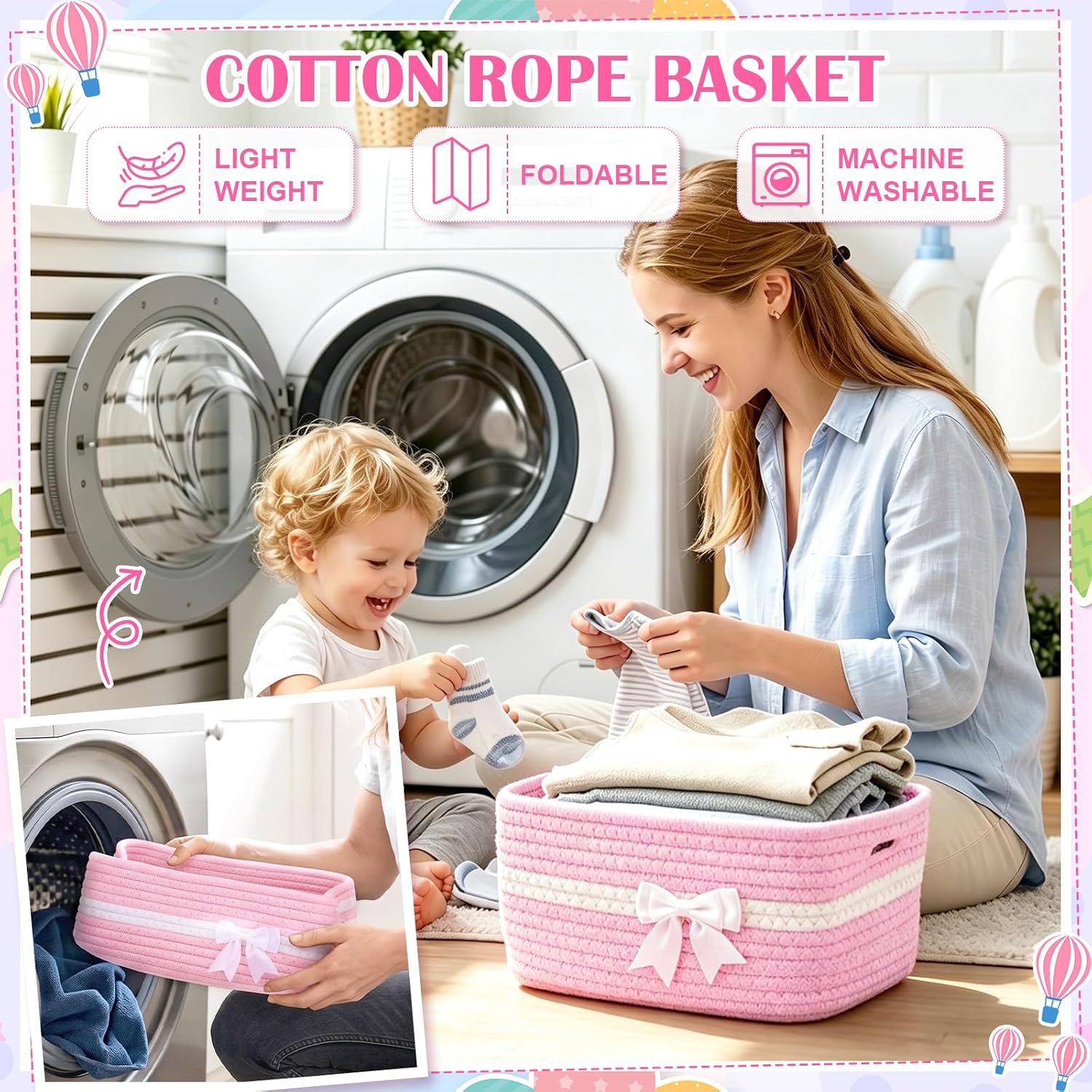 Detalle 2 de Mkway Cotton Rope Gift Baskets 12x8x5