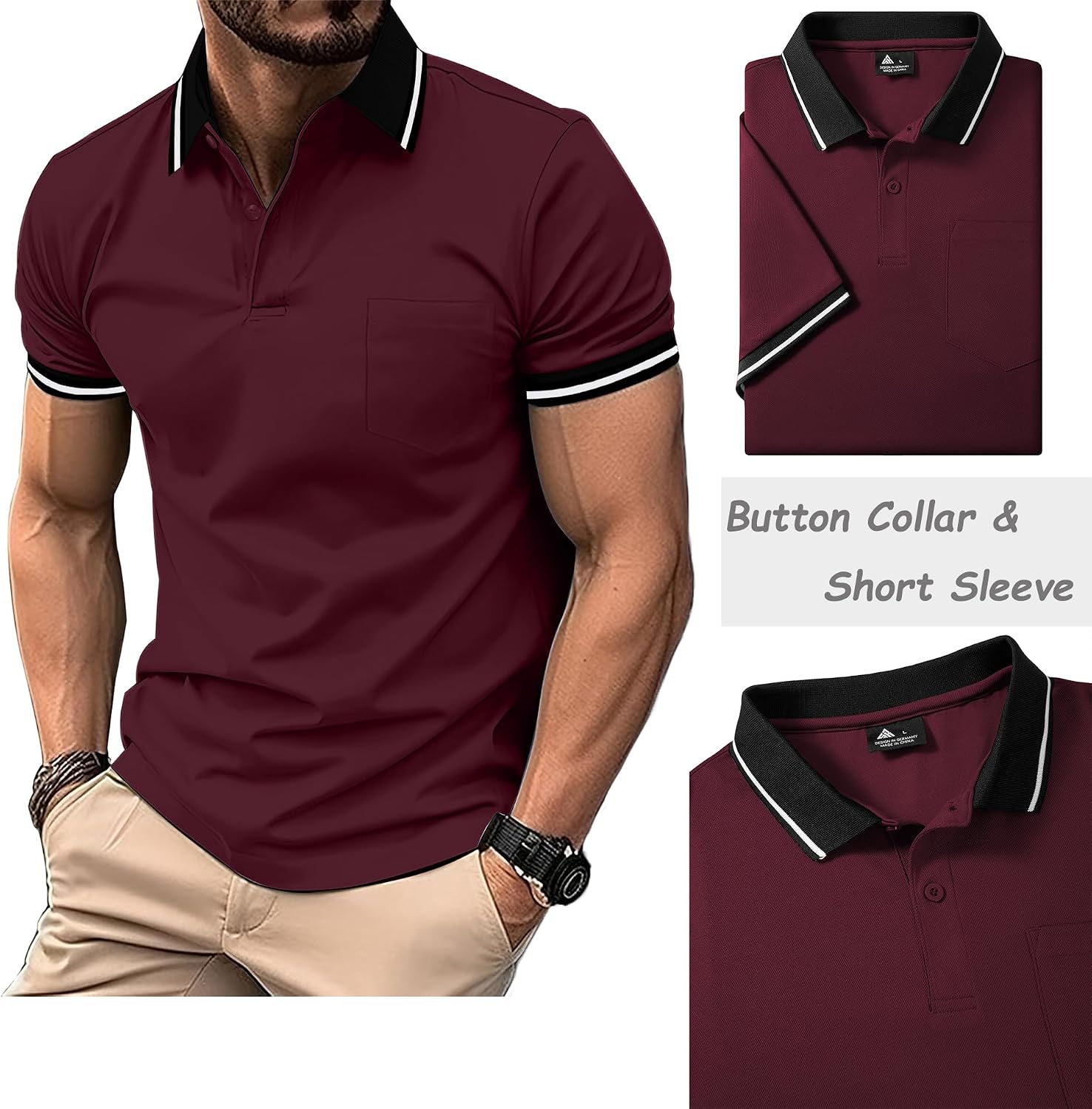 Detalle 2 de JACKETOWN 3 Pack Men’s Polo Shirts – Short Sleeve Lightweight Golf Polos