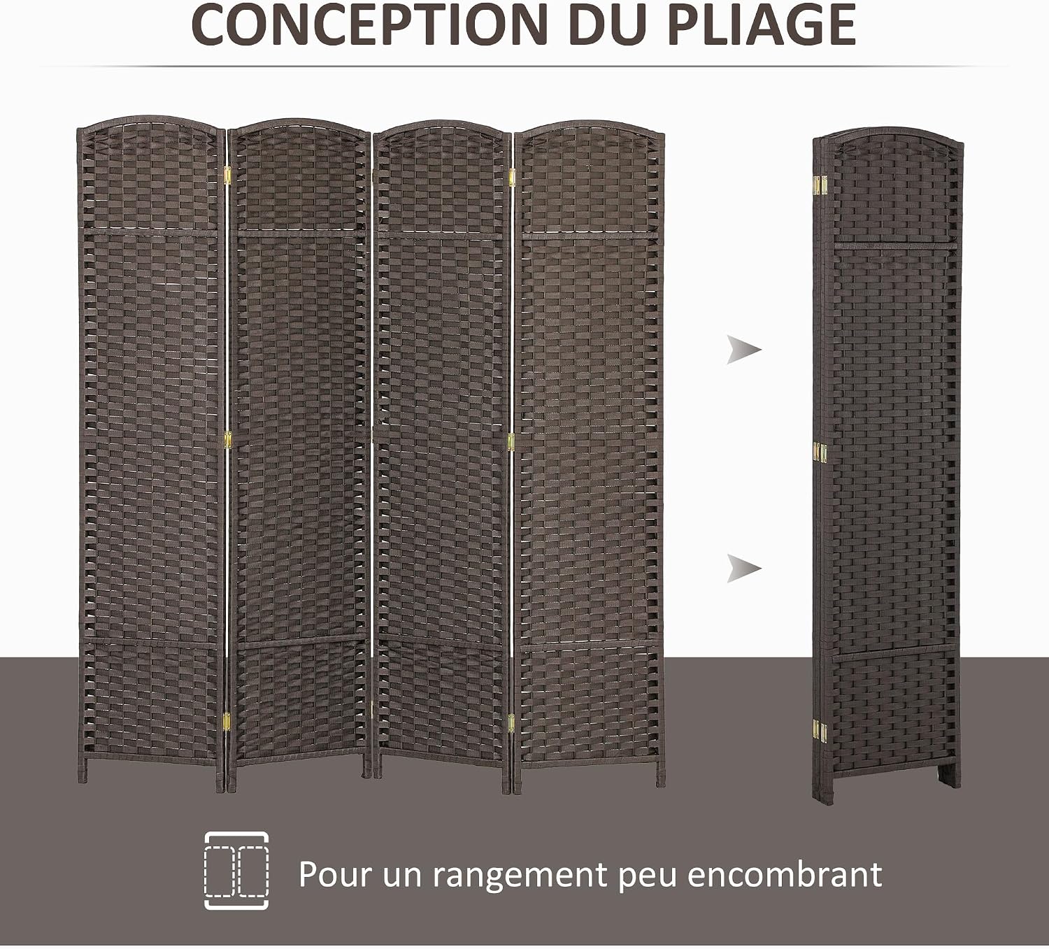 Thumbnail 3 de HOMCOM 830-814V00BN kamerscherm, 4 panelen, geweven PP, 160 x 170 cm