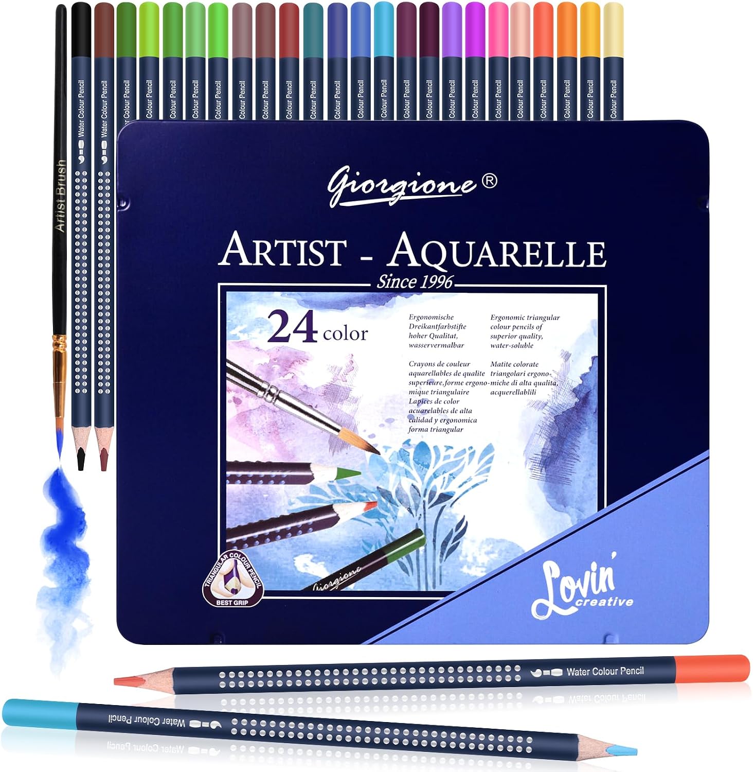 Detalle de Reaeonat Watercolour Pencils 24 Colour Set in Tin Box – A Practical Choice for Beginners and Everyday Artists