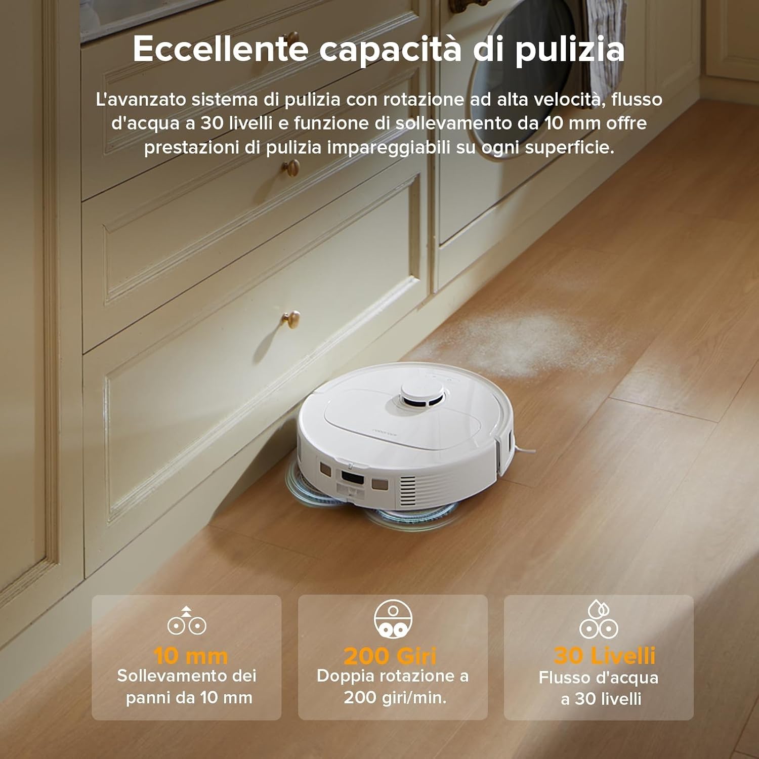 Detalle de roborock QV 35A Set: Robot Aspirapolvere Lavapavimenti con Antigroviglio
