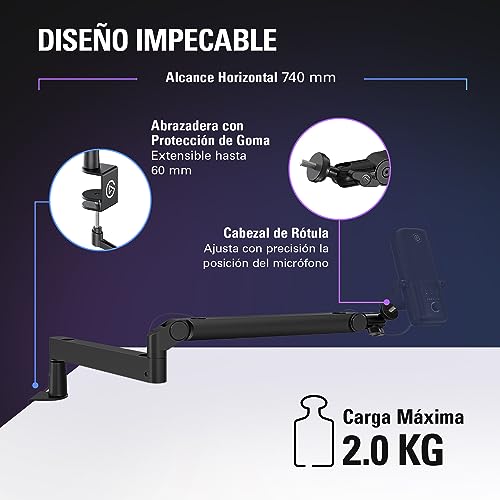 Detalle de Elgato Wave Mic Arm LP: brazo articulado de perfil bajo para micrófono