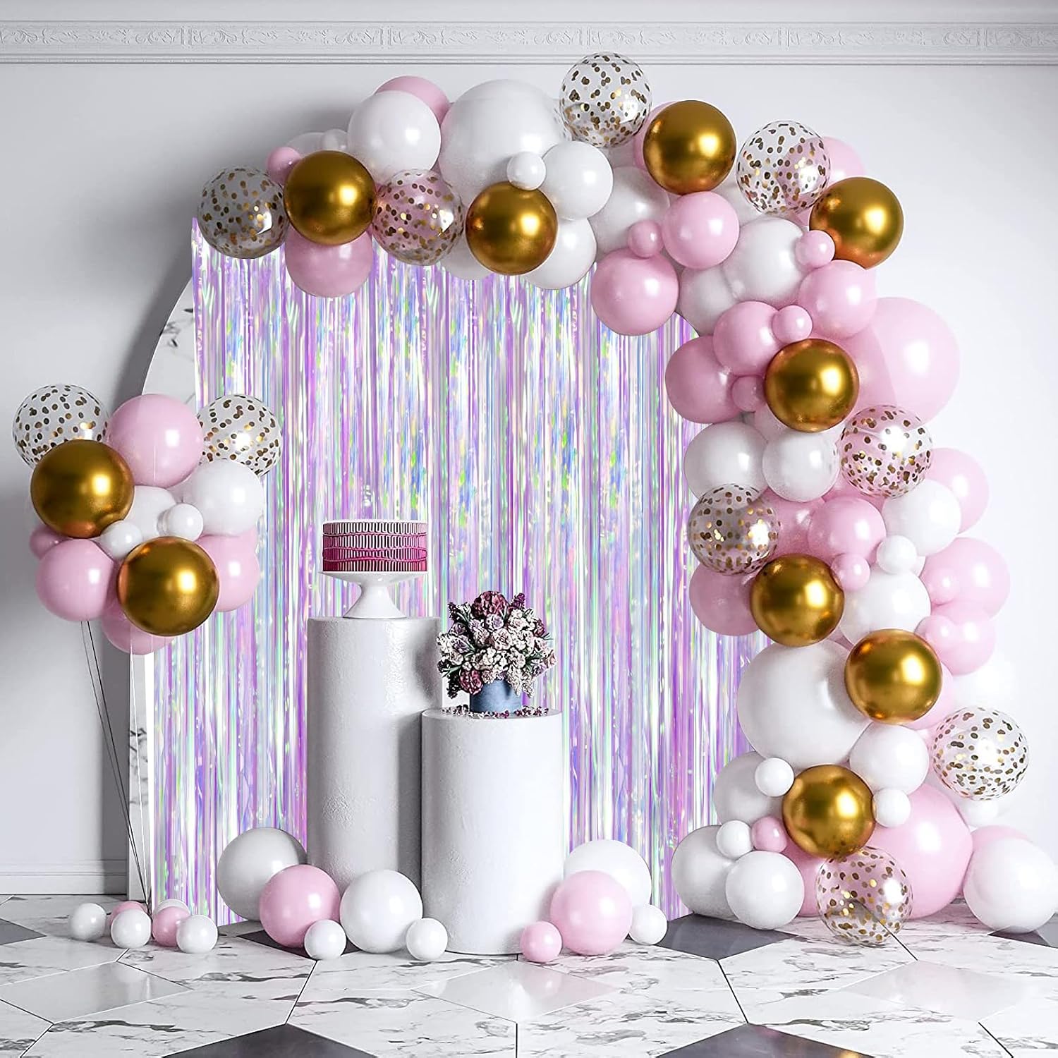 Thumbnail 6 de Voircoloria Iridescent Party Backdrop 3Packs – Transparent Tinsel Foil Fringe Curtain for Mermaid, Unicorn, and Birthday Parties