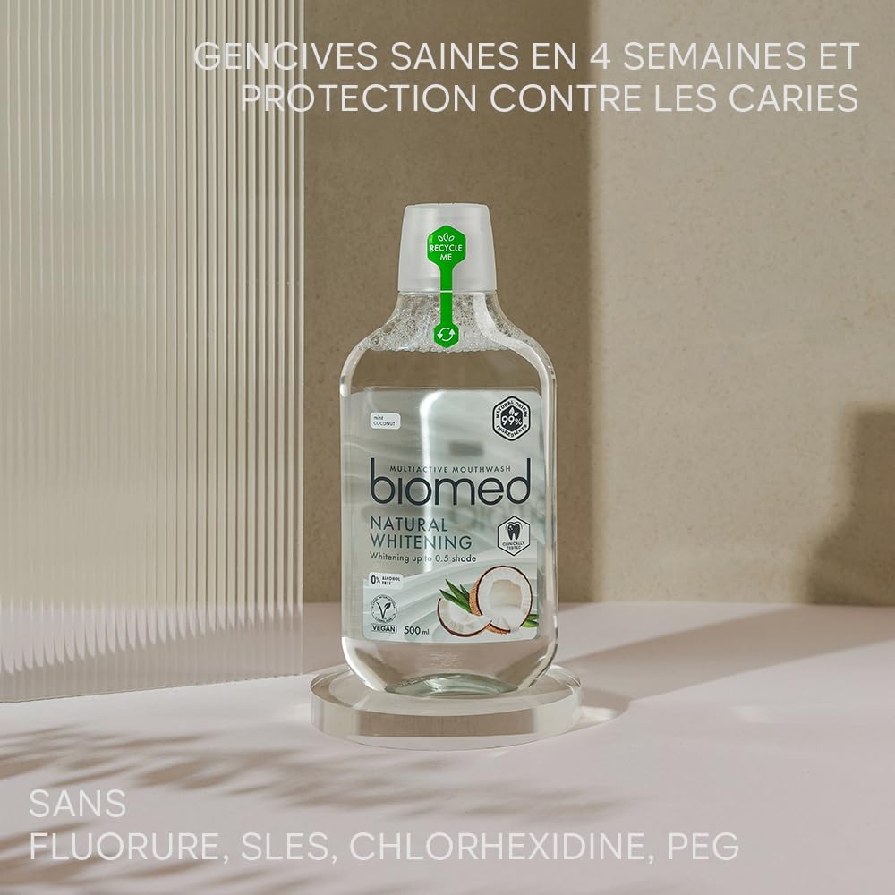 Detalle de Biomed Superwhite Natural Coconut Mouthwash: Gentle Whitening, Alcohol-Free (500ml)