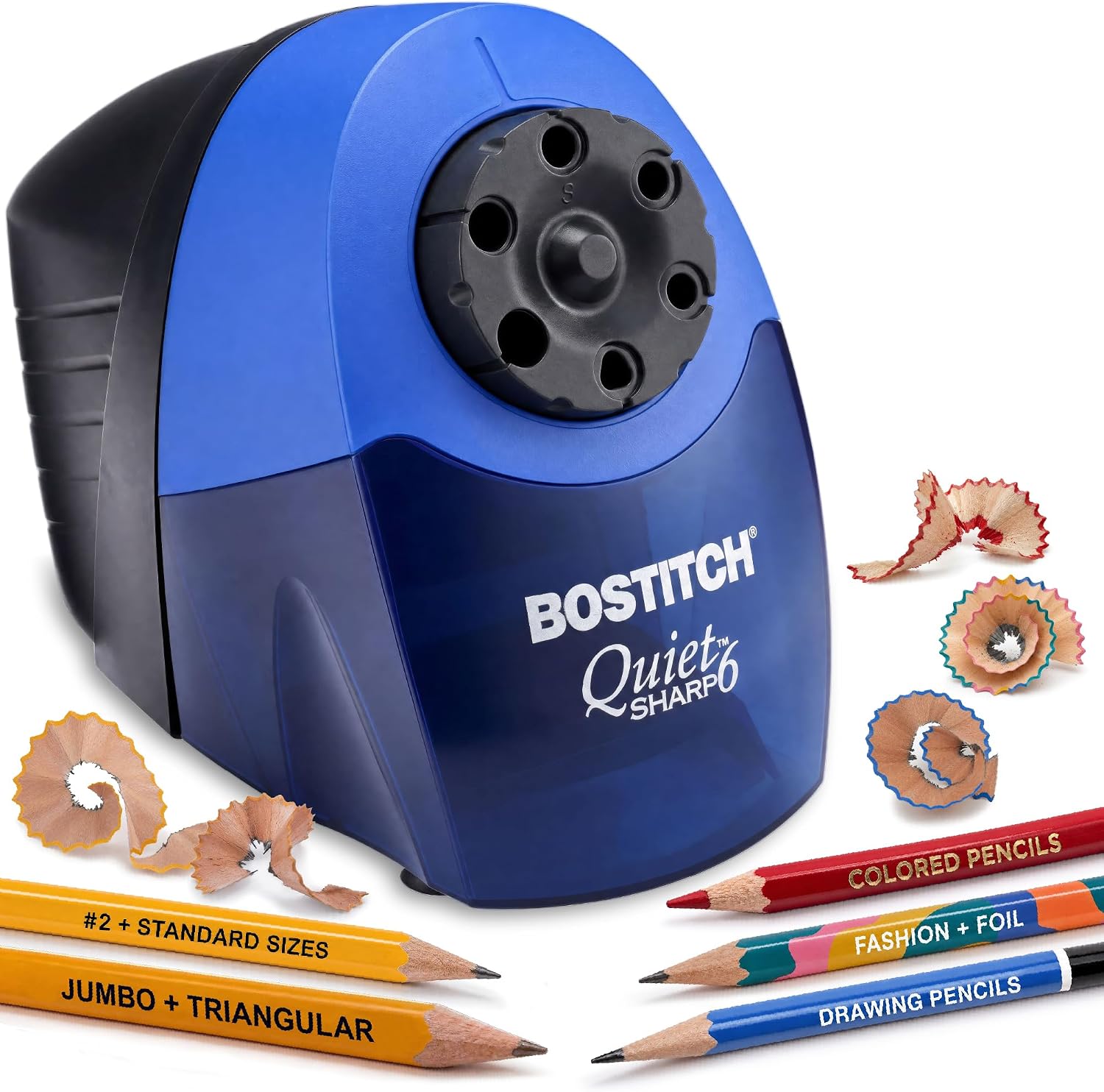 Detalle de Bostitch QuietSharp 6 EPS10HC Heavy-Duty Electric Pencil Sharpener, Blue