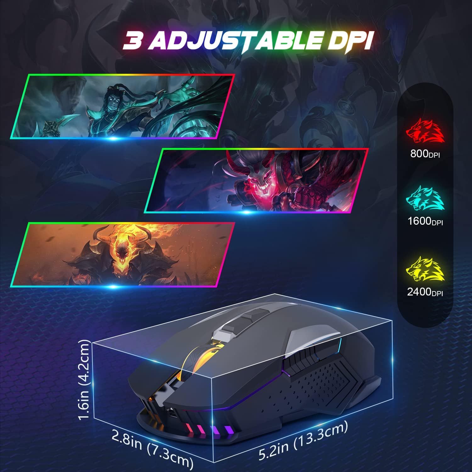 Detalle de KUIYN X18 Wireless Gaming Mouse 2400 DPI