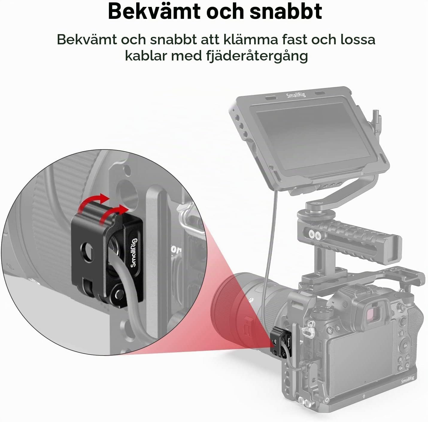 Detalle 2 de SMALLRIG MD2418 kabelklämma för HDMI, fjädermekanism, 2-pack