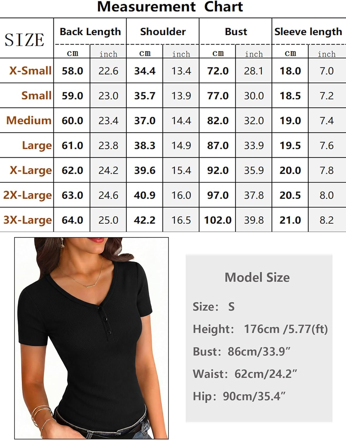 Thumbnail 5 de Gyabnw Damen Slim Fit Shirt mit V-Ausschnitt und Henley-Knopfleiste – weiches Basic Sommer-T-Shirt