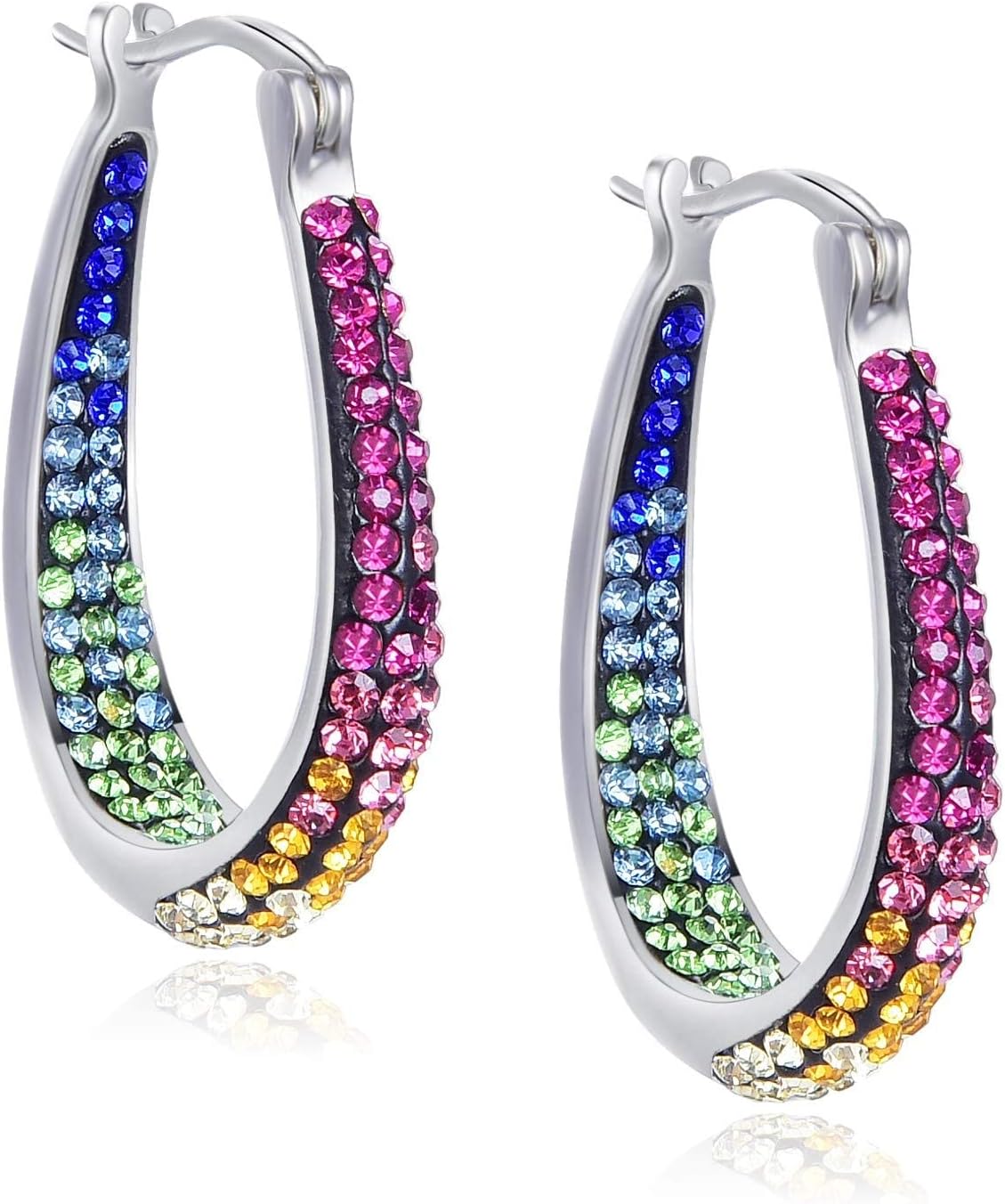 Thumbnail 6 de Crystal Hoop Earrings for Women Rhodium Plated ⭕