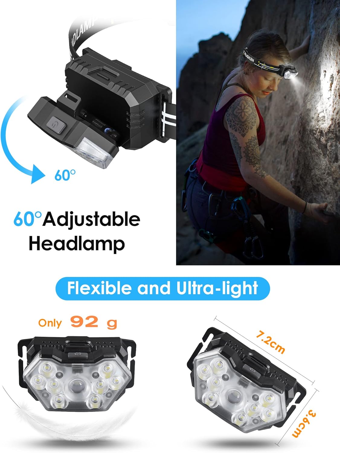 Thumbnail 3 de Lsnisni Stirnlampe 2000 Lumen LED 2er-Set