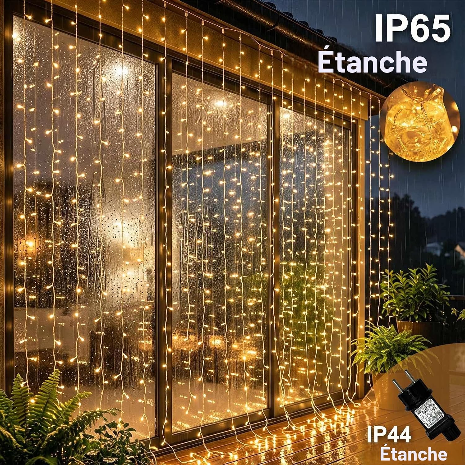 Detalle 2 de Lichtfam LF-EU300DN lichtgordijn 3 x 3 m met 300 warmwitte leds