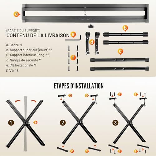 Thumbnail 7 de CAHAYA Support de clavier et banc de clavier – kit réglable, pliable et robuste