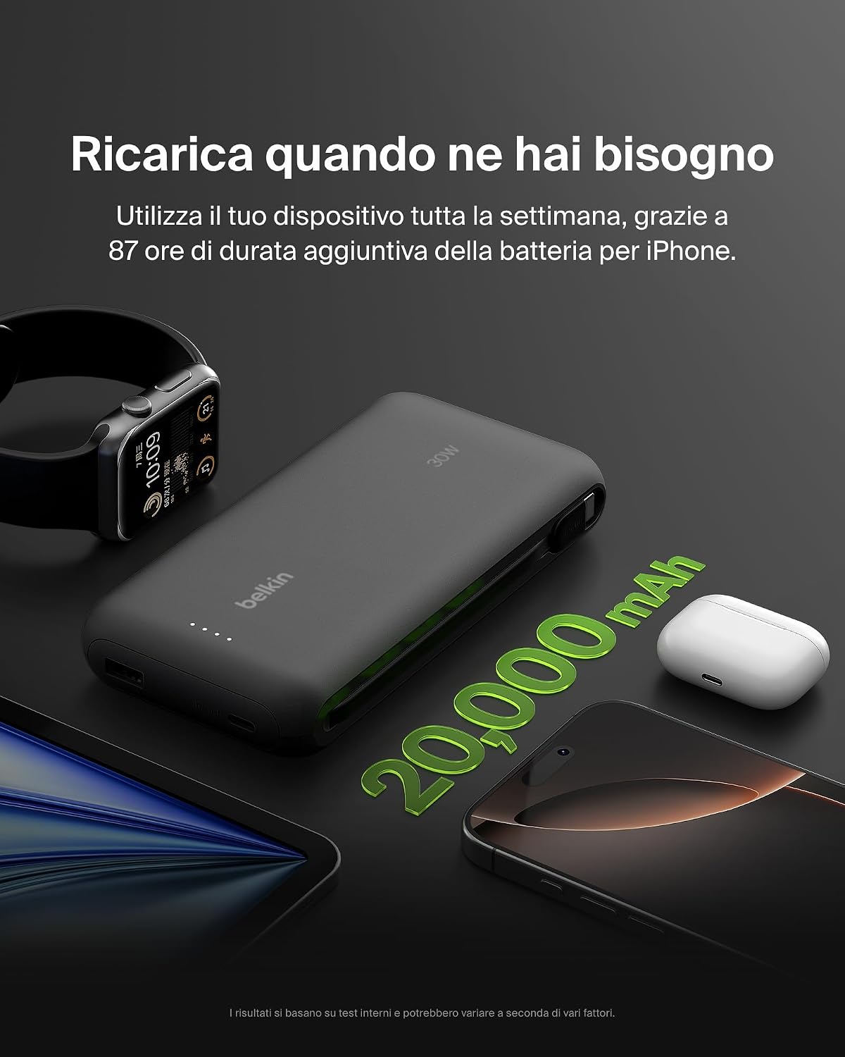 Thumbnail 4 de Belkin Caricabatteria portatile 20K PD 30W