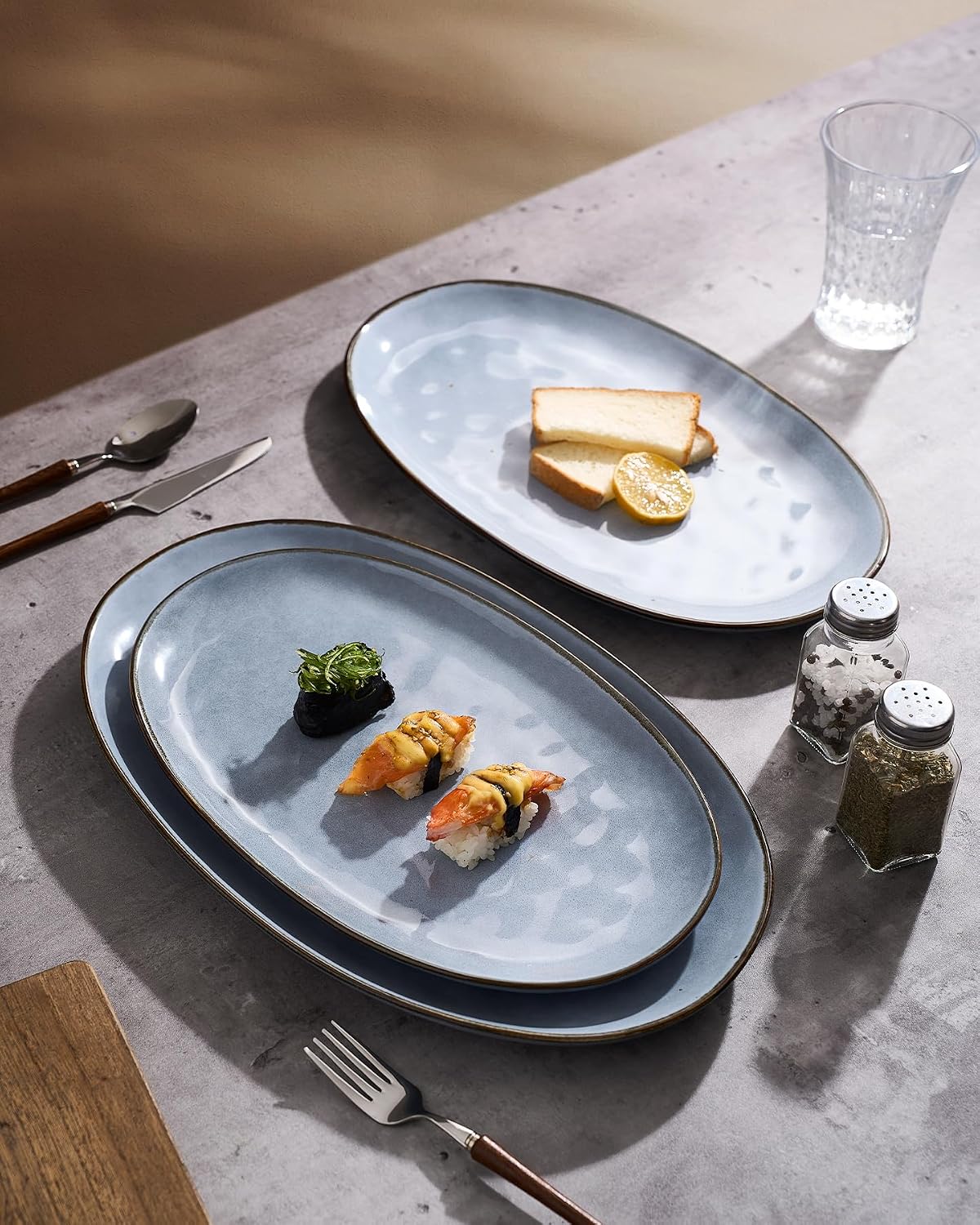 Thumbnail 3 de Famiware Ocean Series Oval Serving Platter Set (Large, Medium, Small) in Blue