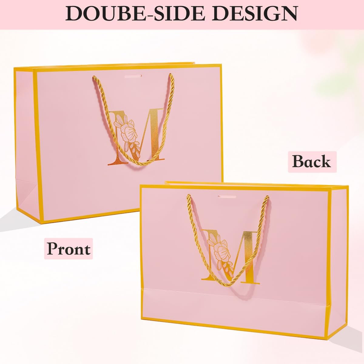Thumbnail 4 de 12.6 Inch Large Pink Letter Gift Bag with Card & Tissue — A personalised touch for her special day