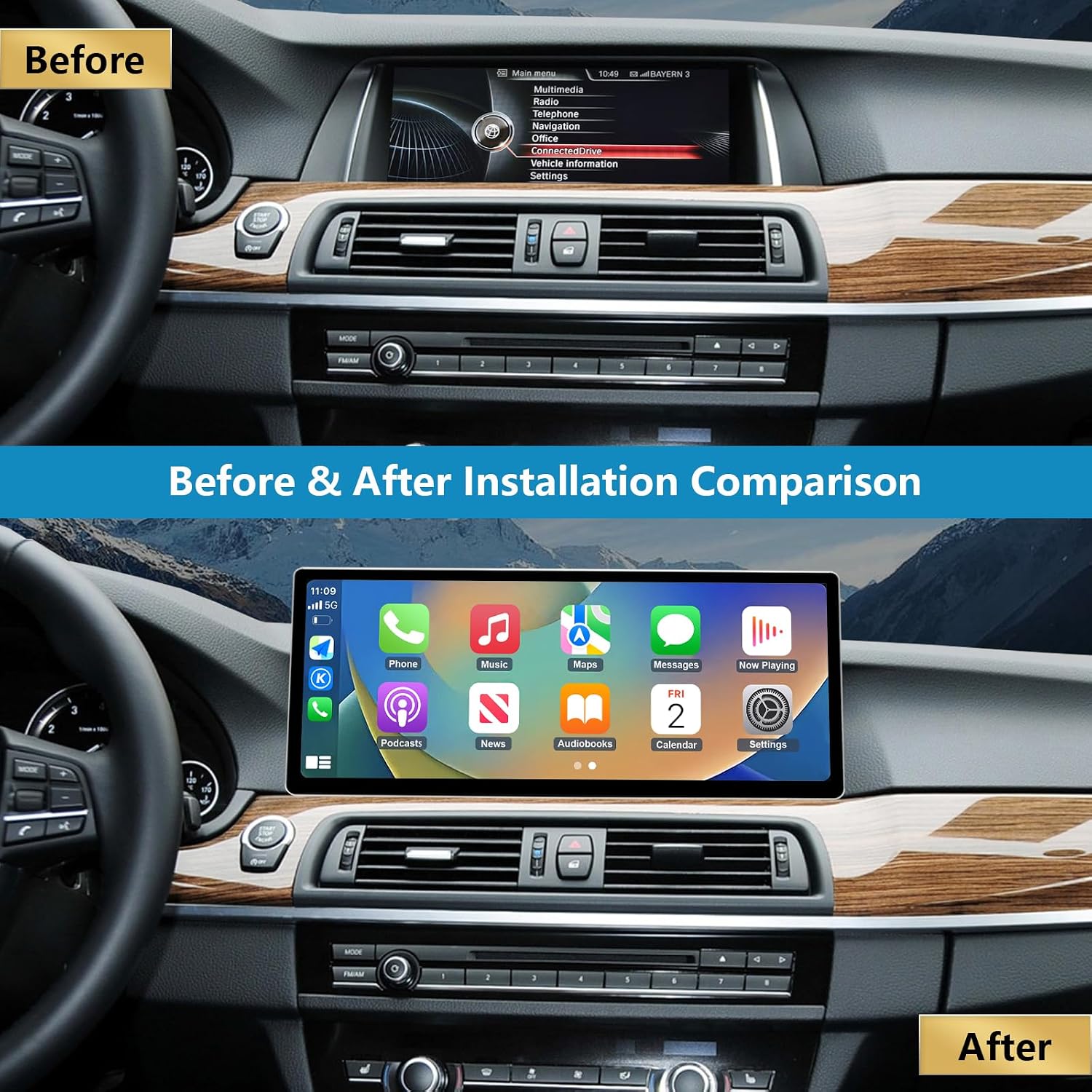 Thumbnail 2 de Ninetom 12.3-inch Touchscreen Car Stereo for 2012–2016 BMW 5 Series (F10/F11) with NBT, CarPlay, Android Auto and DSP