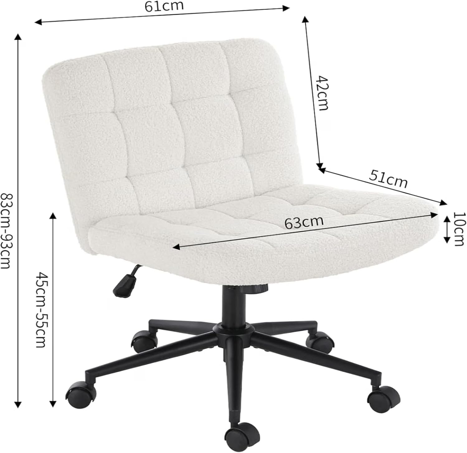 Detalle de Clevich BGY0001CA-KD bureaustoel met brede zitting, hoge rugleuning en hoogteverstelling