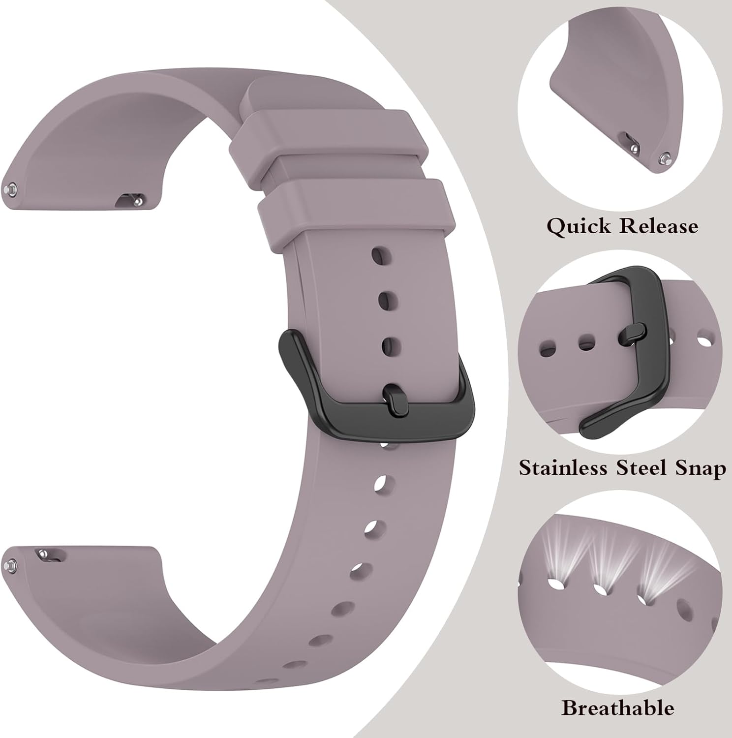 Thumbnail 2 de SUGARJAR 22mm Silicone Strap for Nerunsa P66D and Compatible Watches
