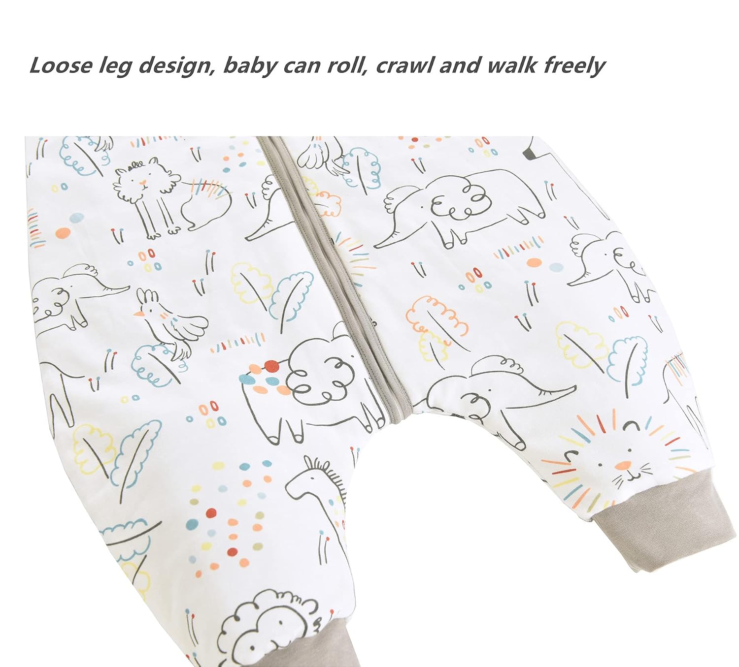 Detalle de Chilsuessy Baby Schlafsack mit Füßen 2,5 Tog Ganzjahr Happy Zoo (70 cm, Baby-Höhe 80–90 cm)