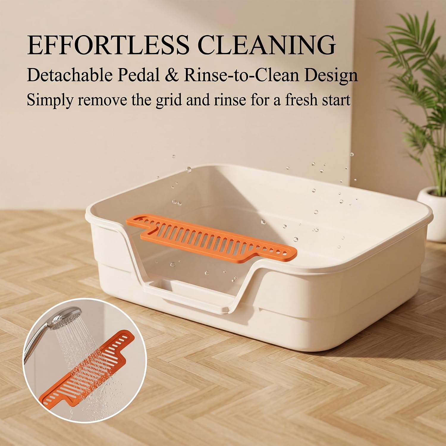 Thumbnail 5 de Suhaco Large Cat Litter Tray with High Sides & Low Entry – Open 60x40x16 cm, No Lid, Anti-Splash Fence