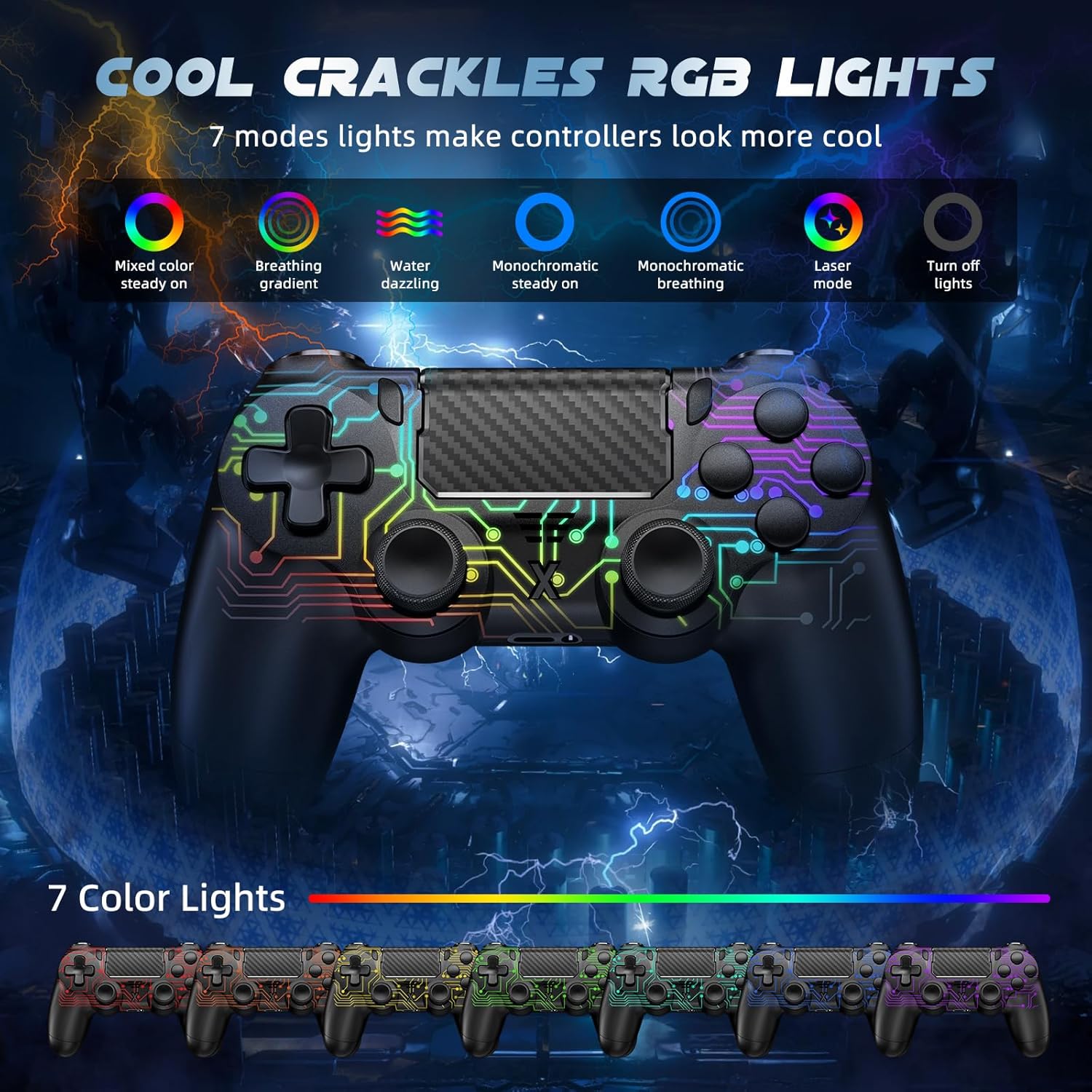 Thumbnail 1 de Glitfix Wireless Controller for PS-4: RGB Enhanced Dual Vibration Controller for PS4/PC