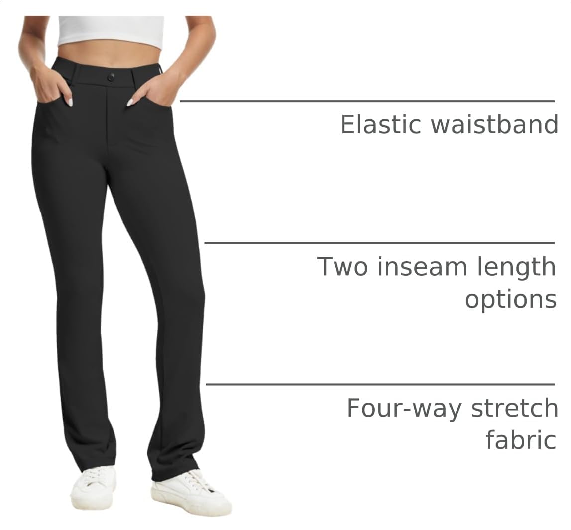Detalle 2 de VIMPEP Women’s Stretchy Yoga Dress Pants High Rise Straight Leg with Pockets