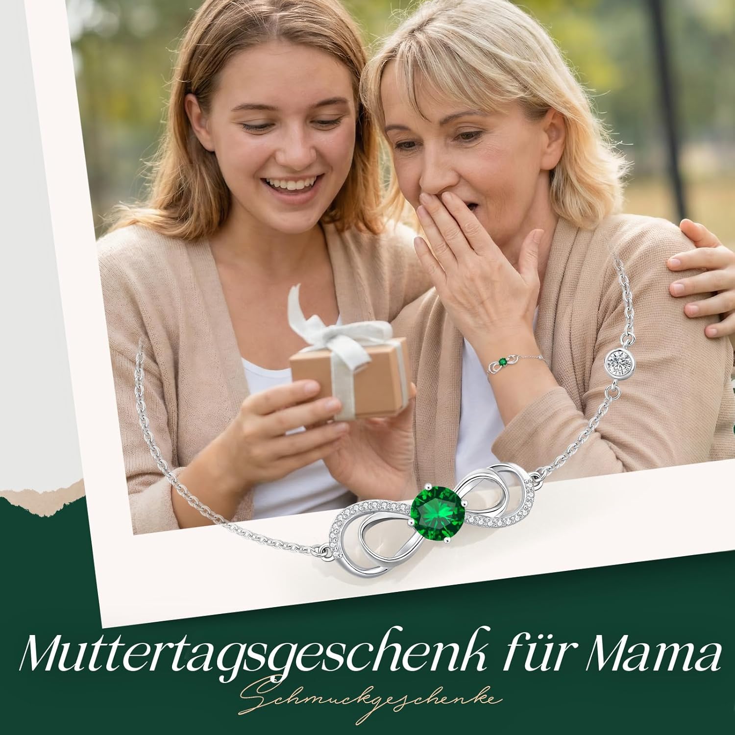 Thumbnail 1 de CDE Infinity Armband Damen Herz Geburtsstein – Rosegold, 7,1 Zoll mit Verlängerung