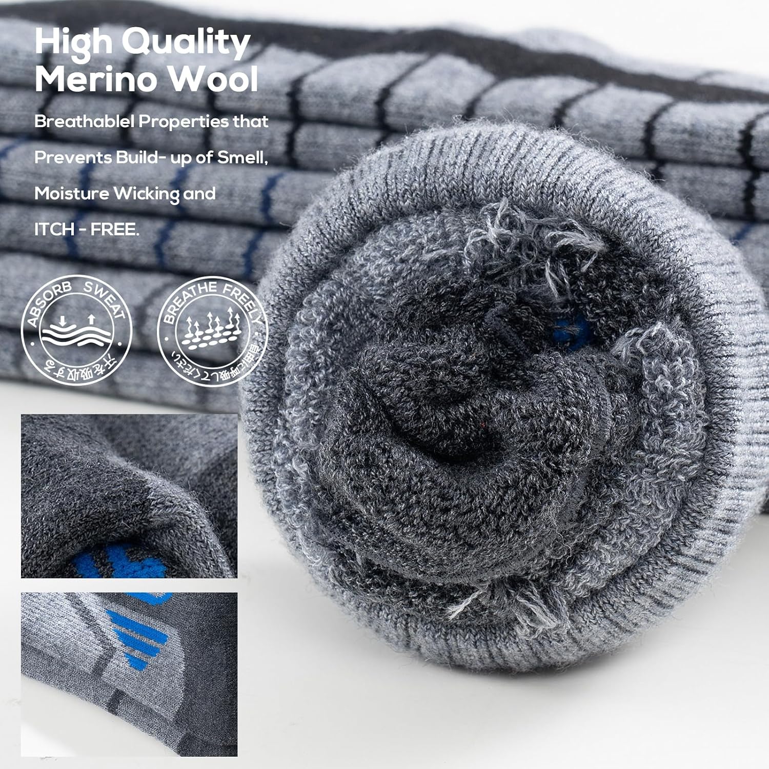 Thumbnail 2 de WEIERYA Merino Wool Ski Socks Over-the-Calf