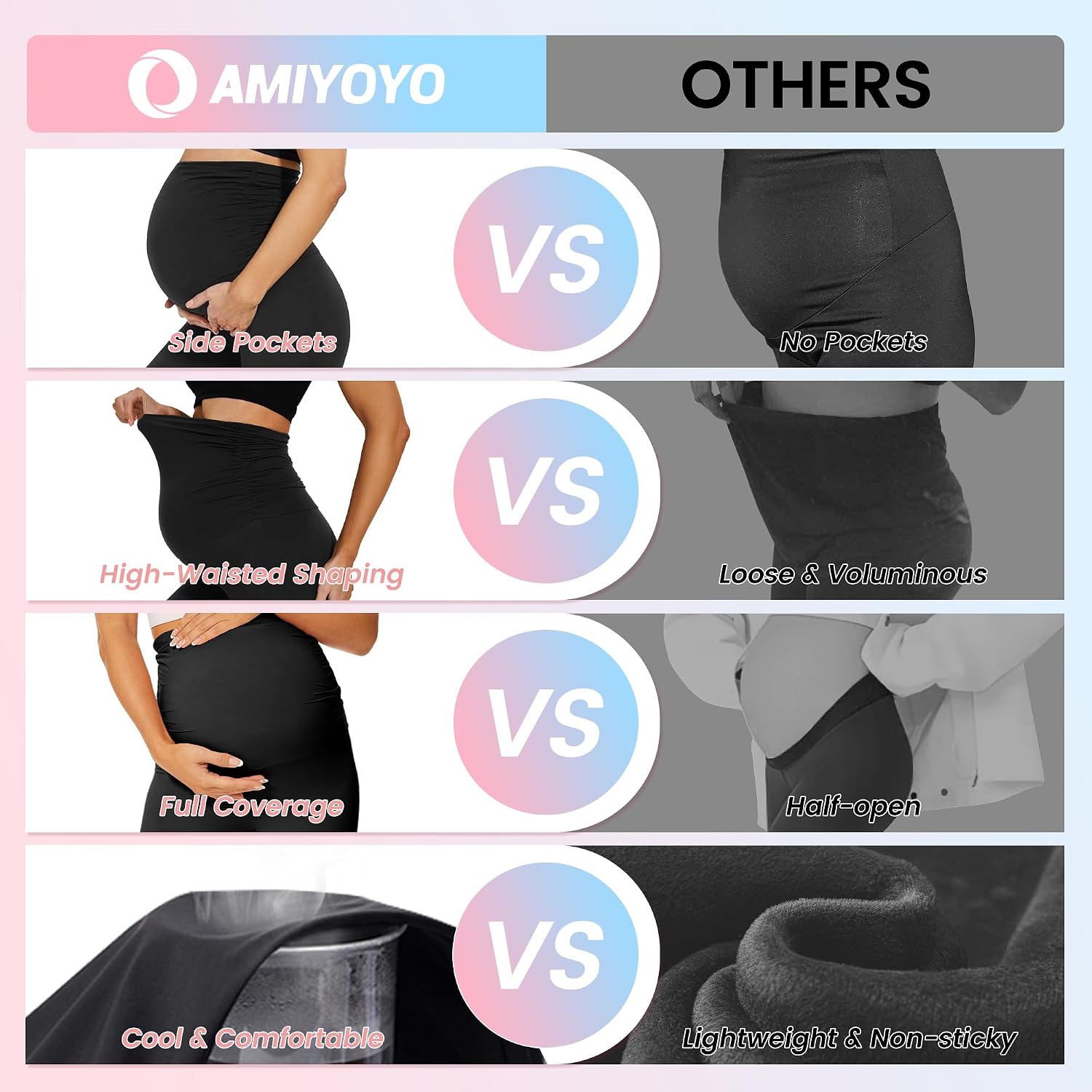 Detalle de AMIYOYO Maternity Shorts Over Bump High Waisted Stretchy Pregnancy Yoga Shorts