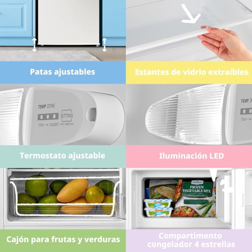 Detalle de Comfee RCD113WH3EU: Frigorífico compacto 113 L con congelador, ideal para estudio u oficina